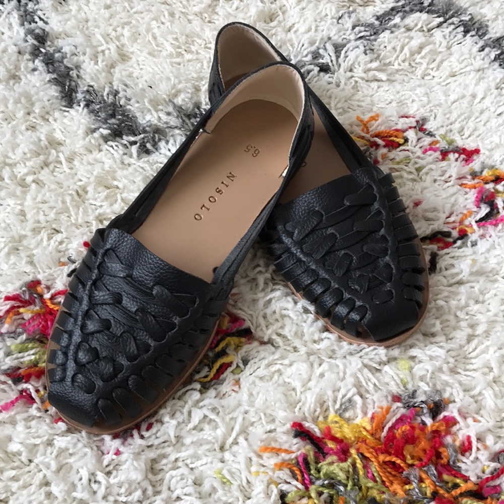 Size 6.5 Nisolo Black Hurache Sandals